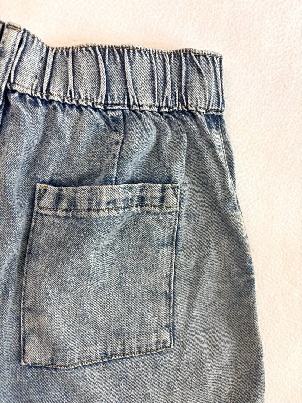 Gap Easy Denim Utility Short Elastic High Rise Front Patch Pockets Acid Wash (M)